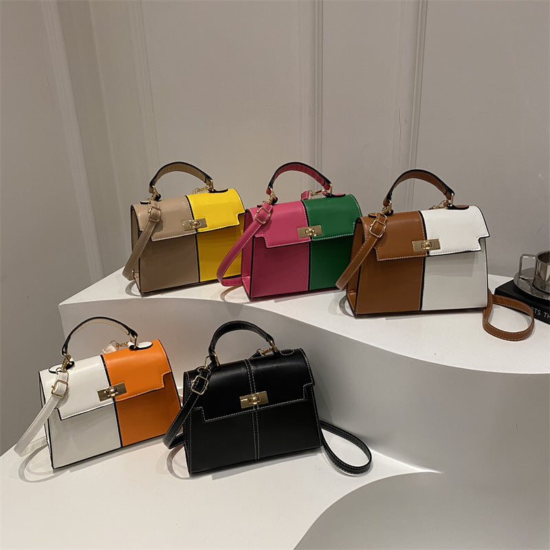 Women's Style Contrast Color Large Capacity Spring Fashion Stitching Texture Women's Shoulder Bag