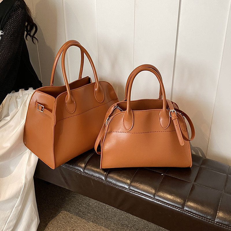 Retro Solid Color Large Capacity Portable Handbags