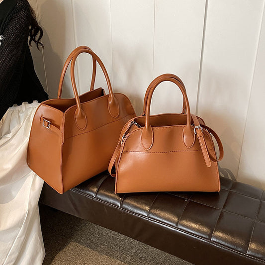 Retro Solid Color Large Capacity Portable Handbags