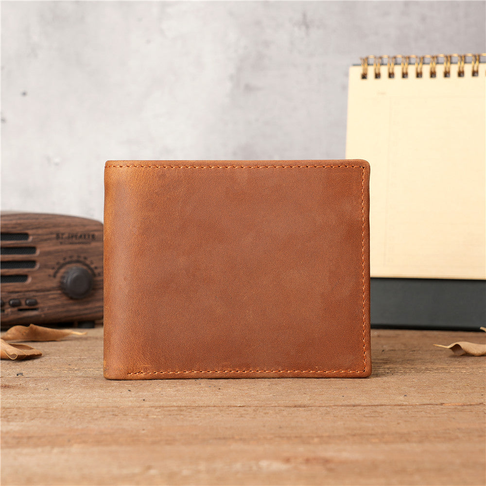 Men's Vintage Crazy Horse Leather Genuine Bank Ladies Wallets