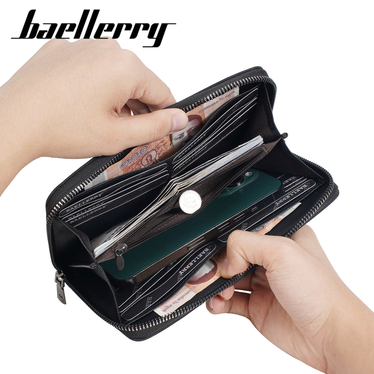 Men's Large Capacity High Sense Business Soft Flexible Leather Vintage Zipper Men's Wallet
