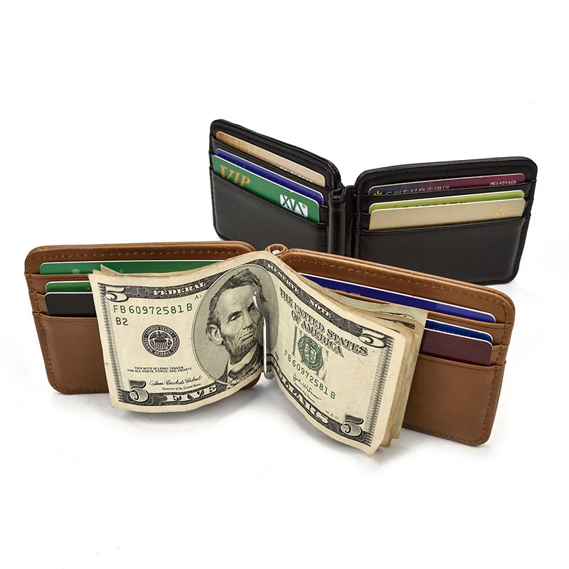Men's Genuine Leather Retro Clamp First Layer Men's Wallets