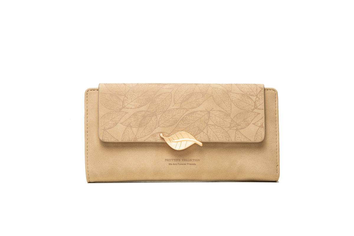 Women's Long Korean Frosted Zipper Leaf Buckle