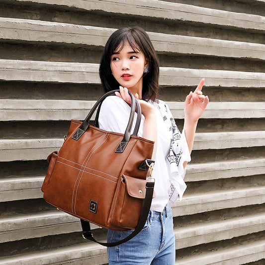 Women's Summer Large Capacity Sewing Line Motorcycle Handbags