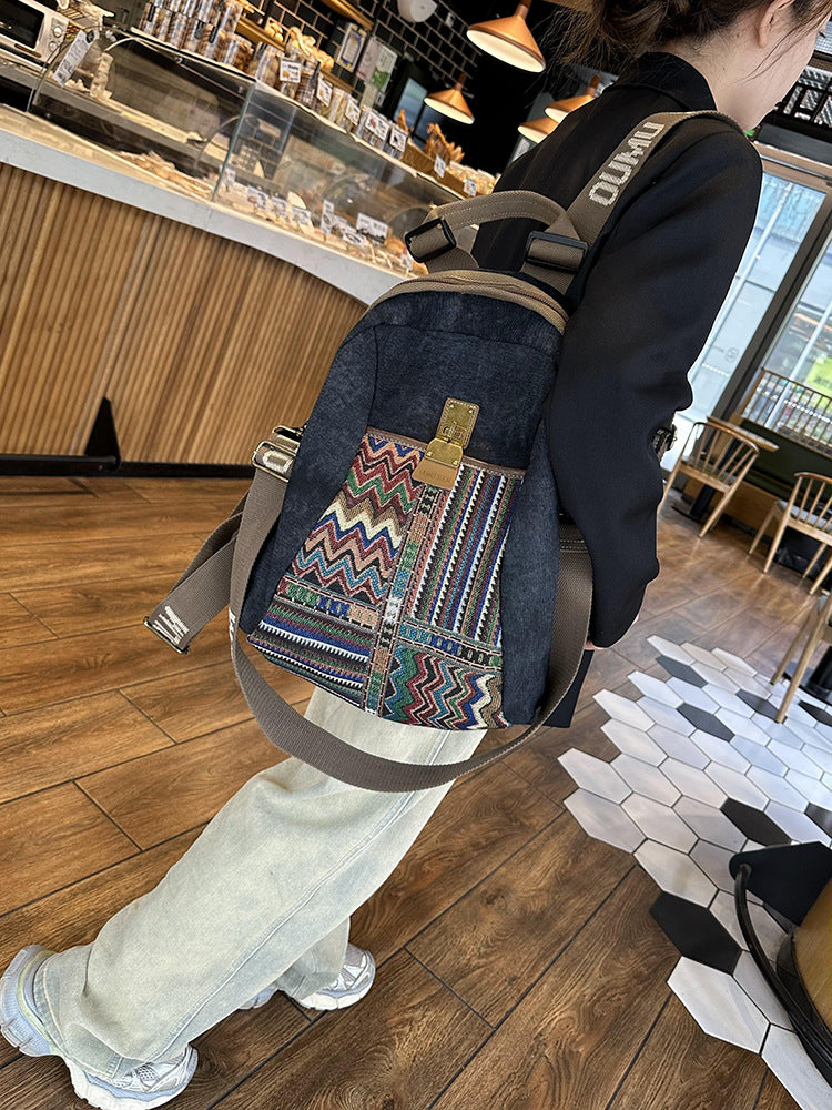 Capacity Canvas Vintage Embroidered Ethnic Denim Bags