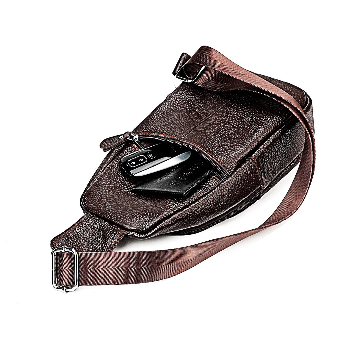 Men's Leisure Top Layer Cowhide Tourism Large Men's Chest Bags