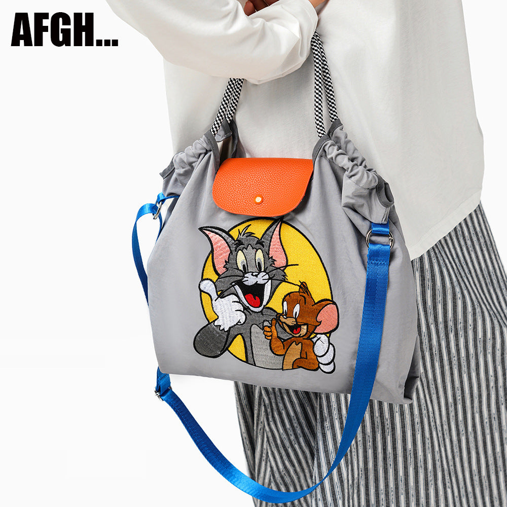 Warner Authorized Cat Mouse Embroidered Portable Women's Handbag
