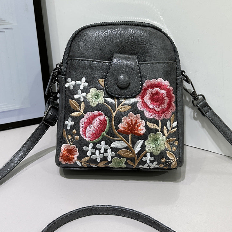 Women's Fashion Female Embroidered Flower Mobile For Bags