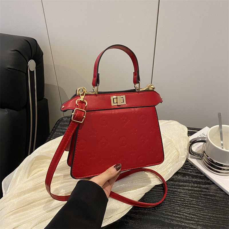 Women's Stylish Good Texture Solid Color Embossed Compartment Large Capacity Leisure Bags