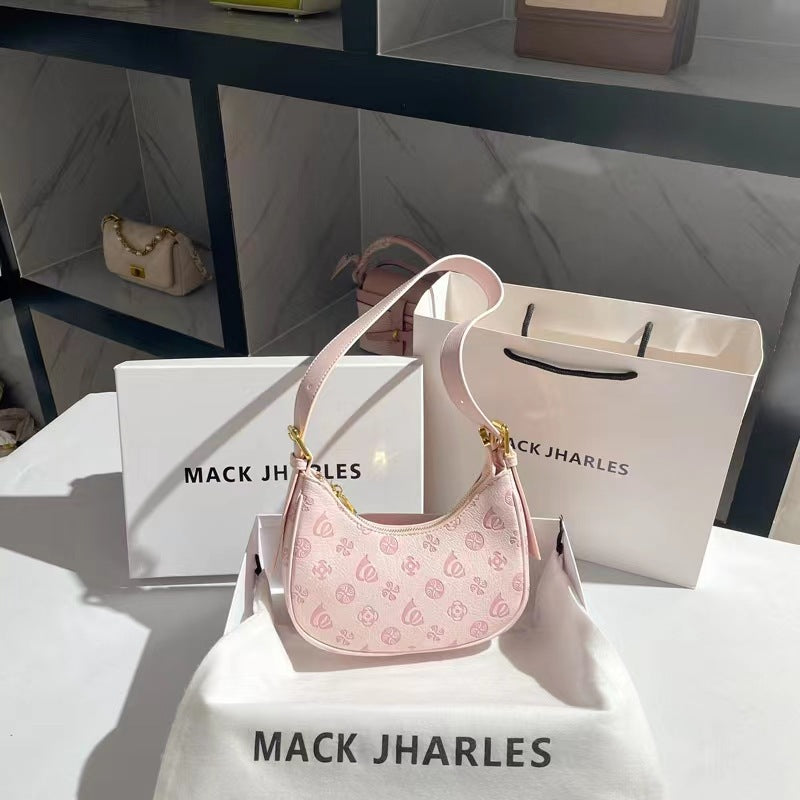 Women's Niche Pink Underarm Summer Fashion Printed French Stick Women's Handbag