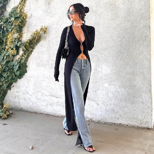 Women's Fashion Sexy Idle Style Deep V Exposed Blouses