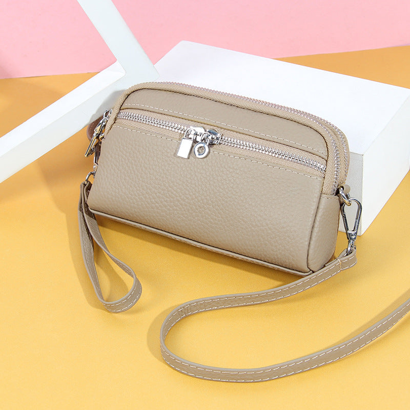 Cowhide Large Capacity Wrist Strap High Crossbody Bags