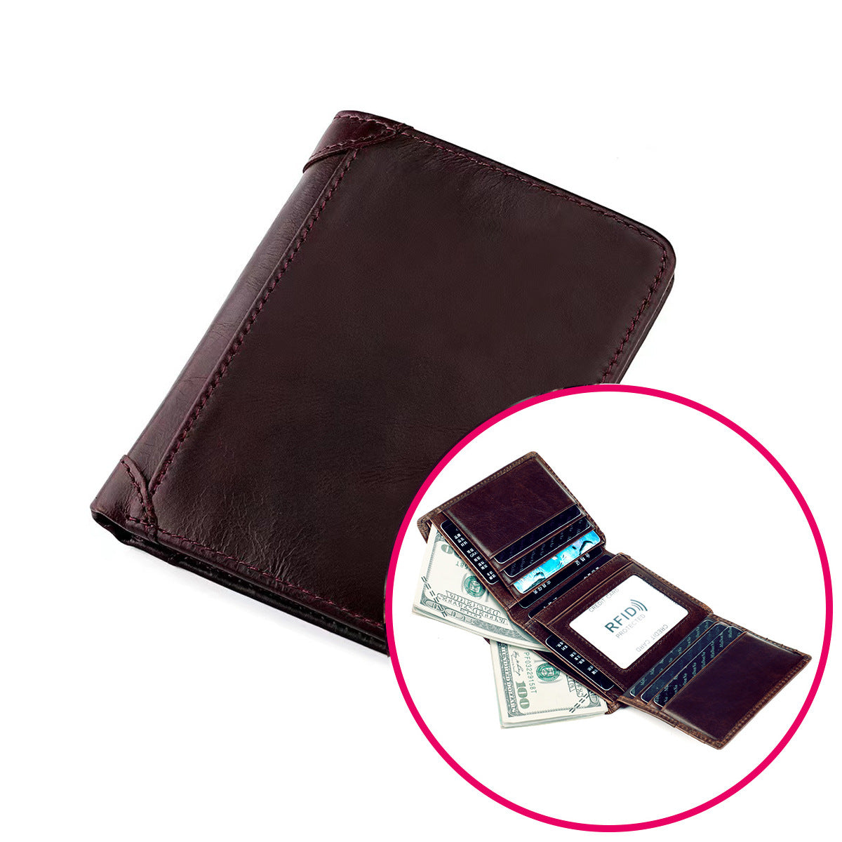 Men's Cowhide Multiple Slots Genuine Leather Cover Men's Wallets