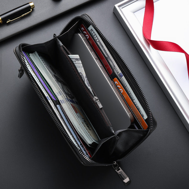 Men's Fashion Zipper Long Multiple Slots Large Men's Wallet