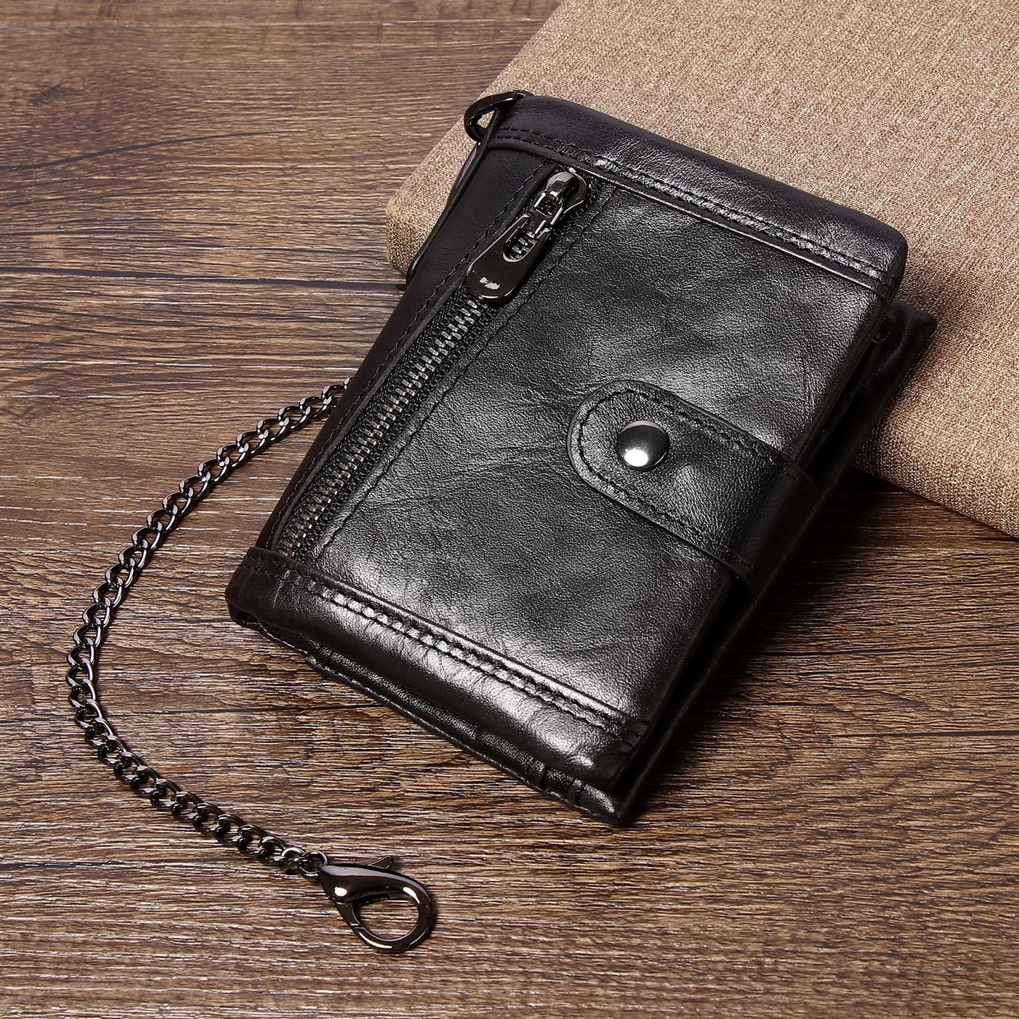 Men's Classy Leather Swiping Short Cowhide Men's Wallets