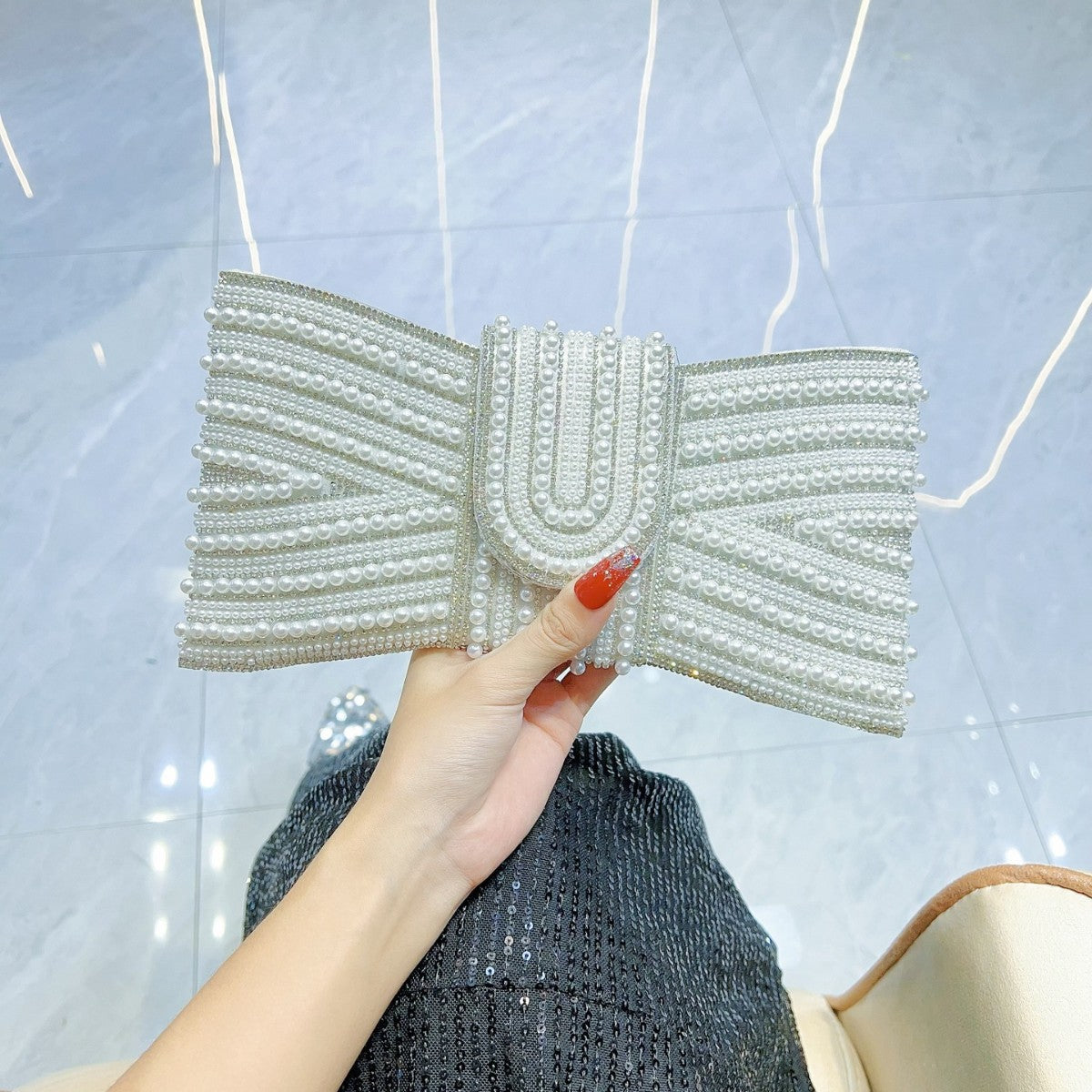 Retro High-grade Clutch Pearl Butterfly Dinner Handbags