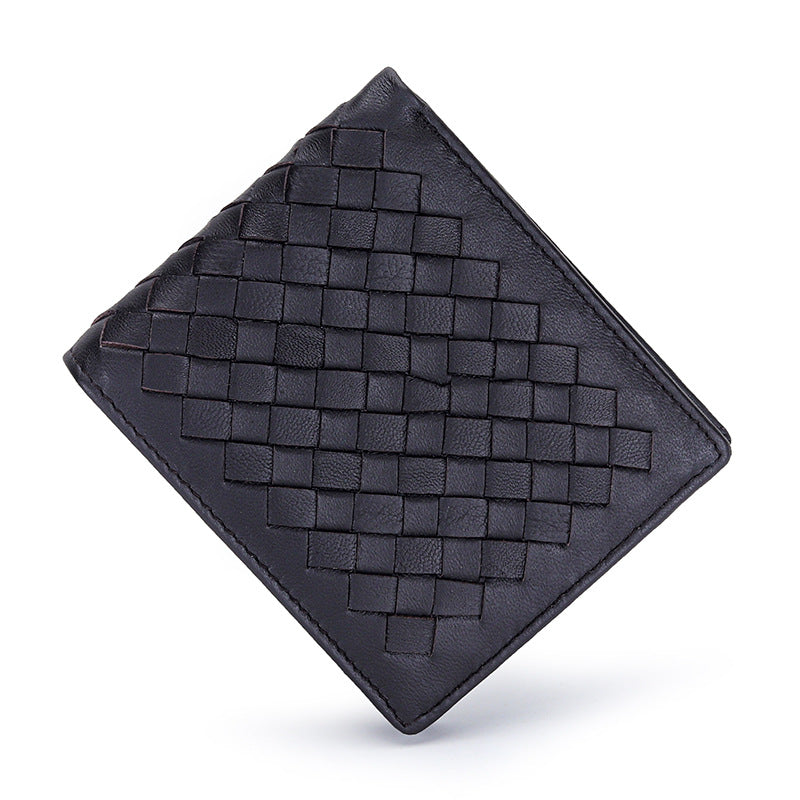 Men's Pure Sheepskin Short Fold Classic Clip Genuine Men's Wallet