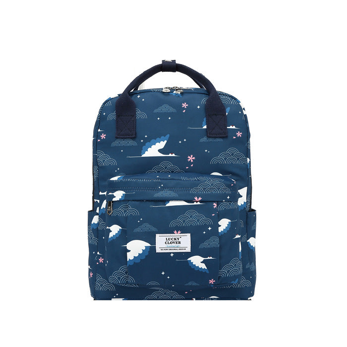 Men's Waterproof Floral Print Fresh Computer Schoolgirl Backpacks