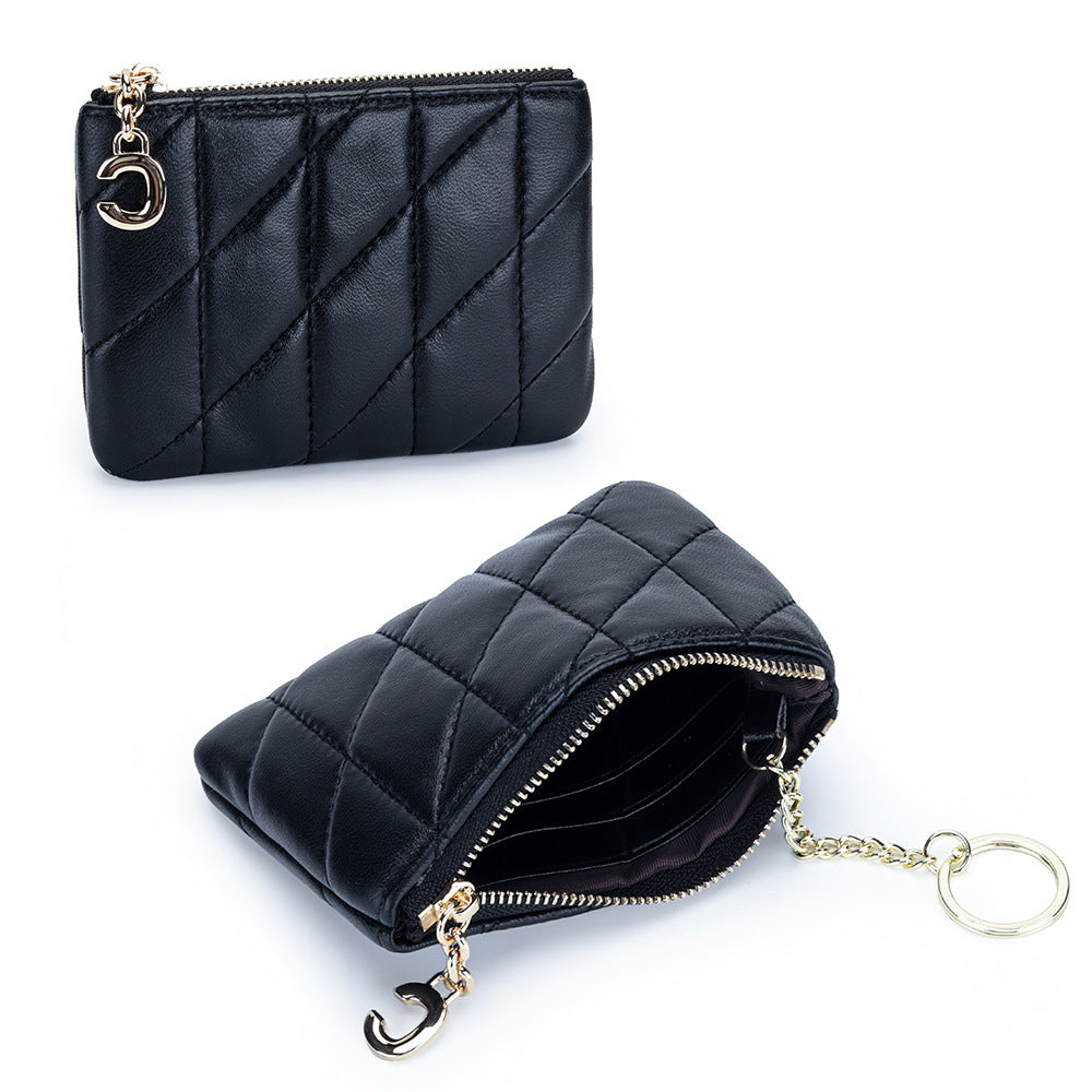 Women's Fashion Thin Section Zipper Leather Embroidered Ladies Wallet