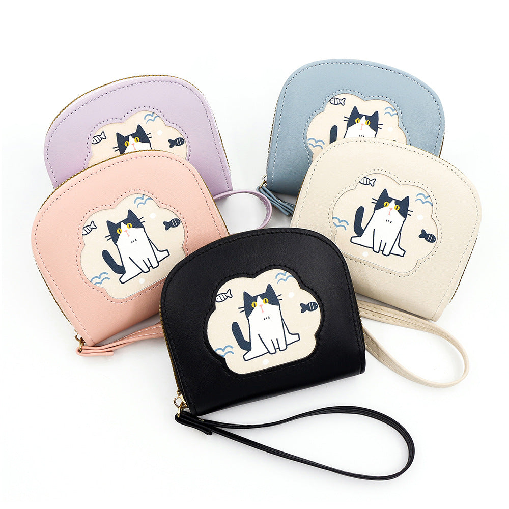 Women's Fashion Short Solid Color Cat Simple Purses