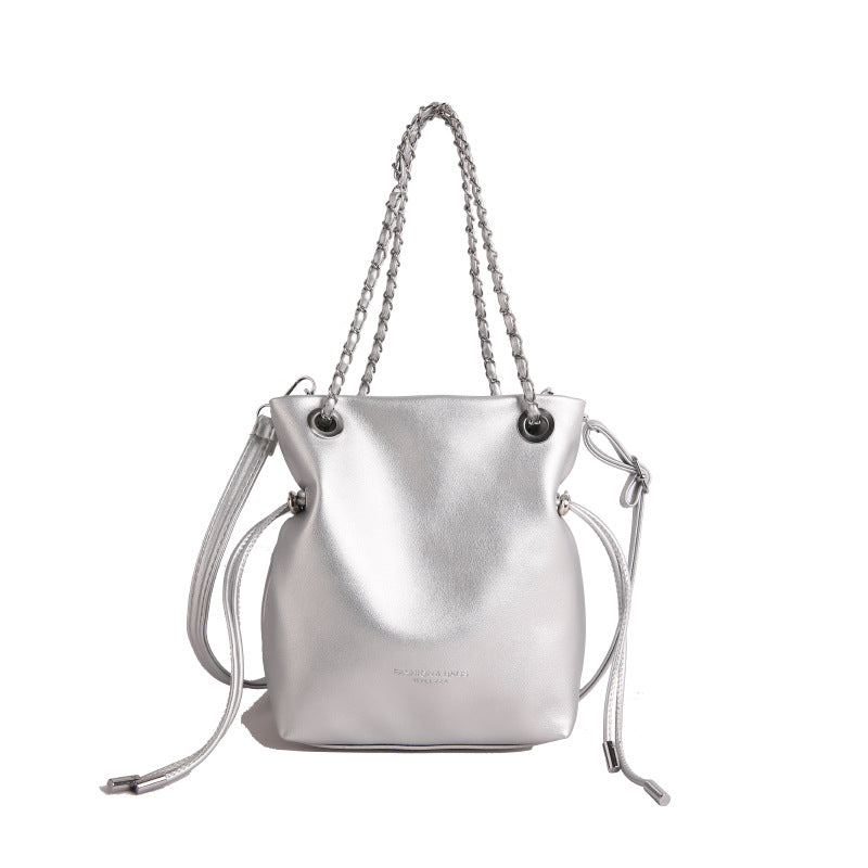 Women's Pure Color Beautiful Spring Chain Stylish Textured Commuting Women's Shoulder Bag