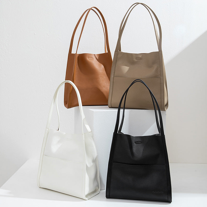 Cowhide Large Capacity Female Commuter High Shoulder Bags