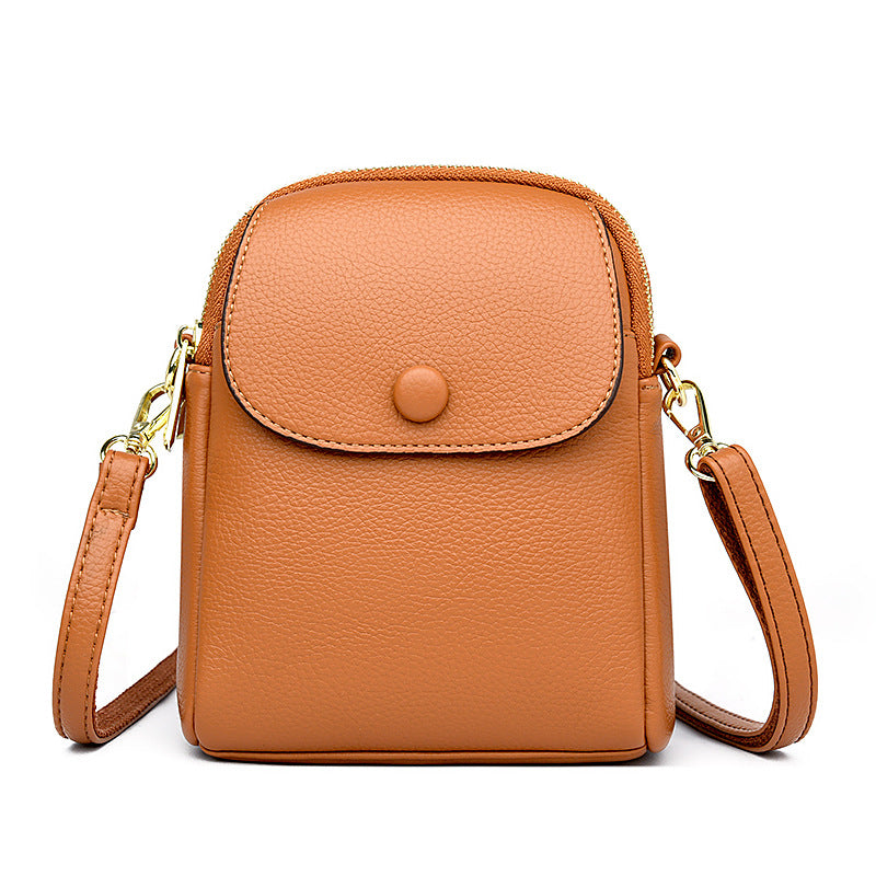 Women's Mobile Fashion Simple Soft Lychee Leather Pattern Women's Shoulder Bag
