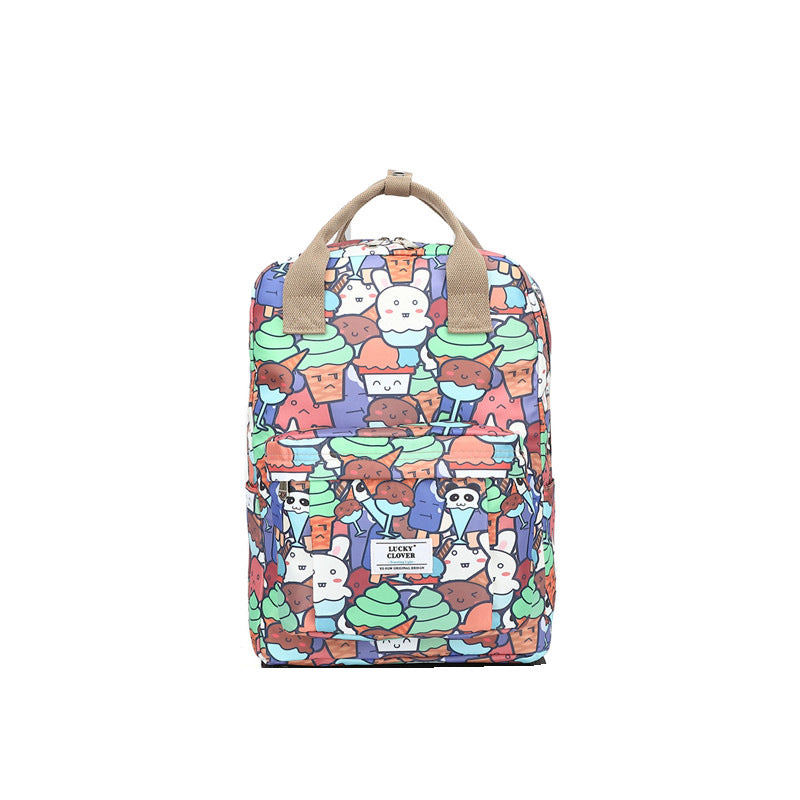 Men's Waterproof Floral Print Fresh Computer Schoolgirl Backpacks