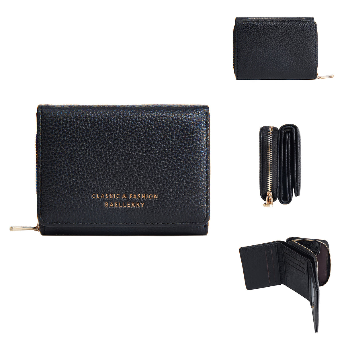 Women's Short Female Zipper Lychee Pattern Mini Coin Purses
