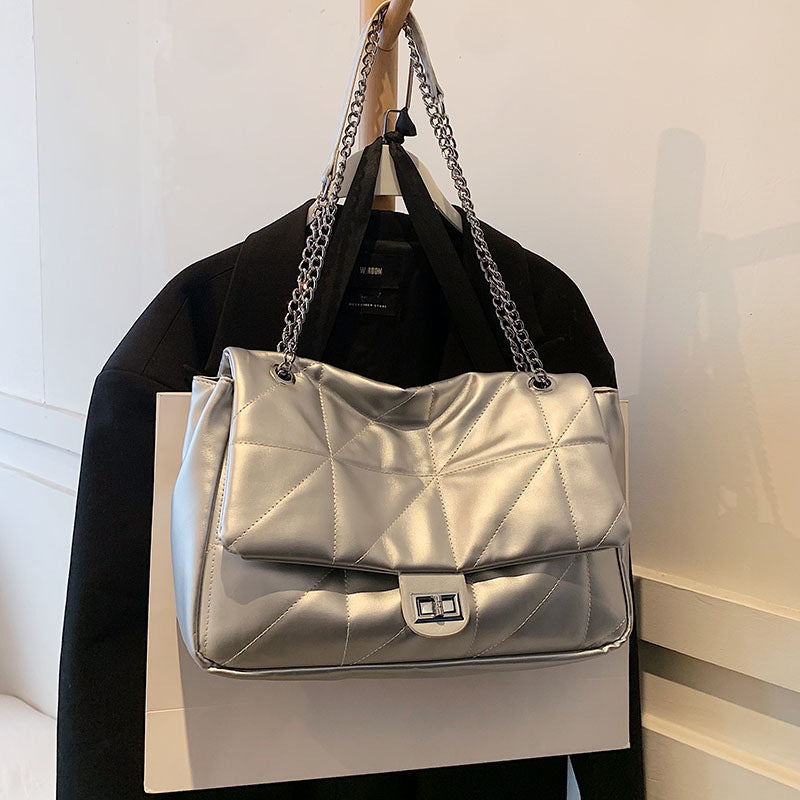 Women's Fashion Diamond Pattern Chain Texture Commuter Shoulder Bags