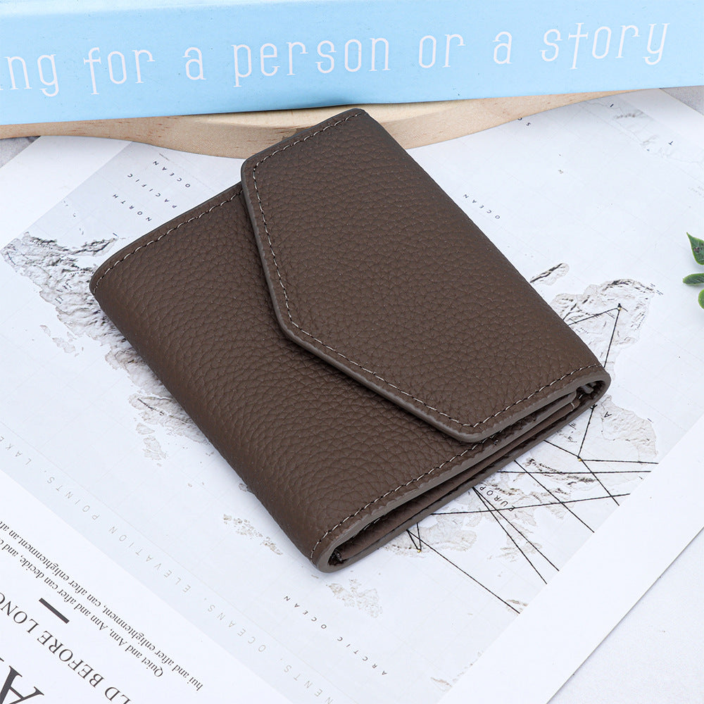 Versatile Women's Leather Short Folding Storage Ladies Wallet