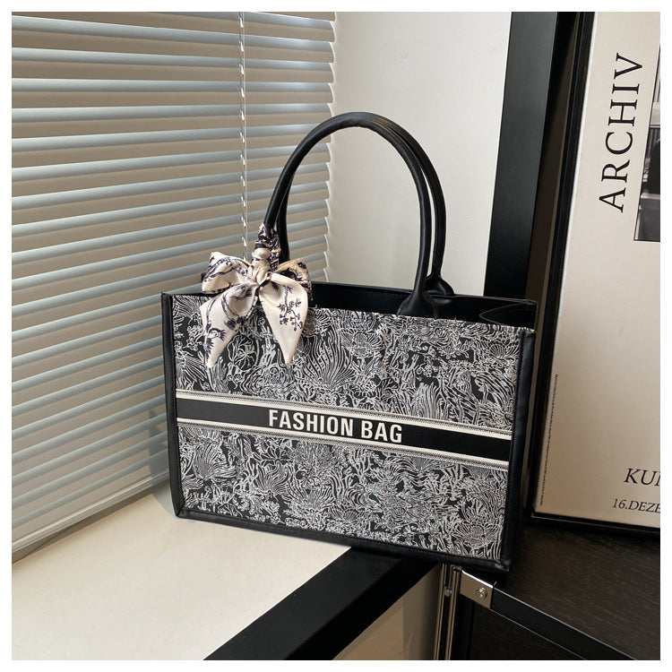 Women's Scarf Bow Fashion Commuter Large Capacity Western Tote Bags