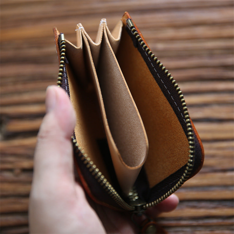 Men's Handmade Retro Italy Leather First Layer Short Cowhide Men's Wallet