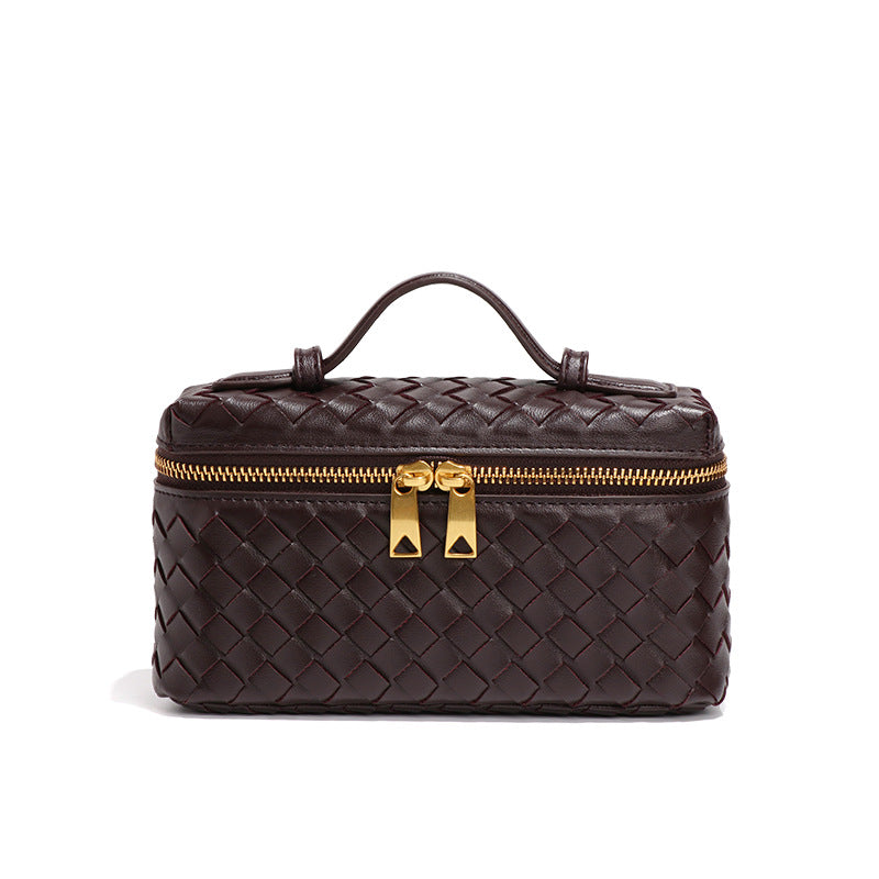 Box Weaving Lunch Two-way Zipper Closure Handbags