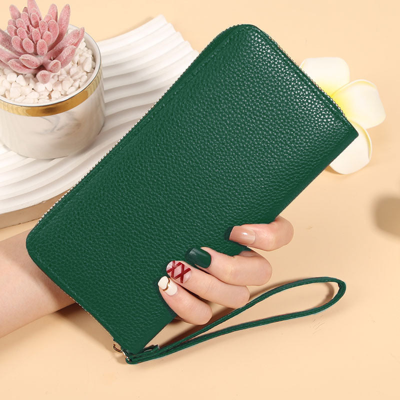 Women's Long Macaron Zipper Lychee Pattern Ladies Wallet