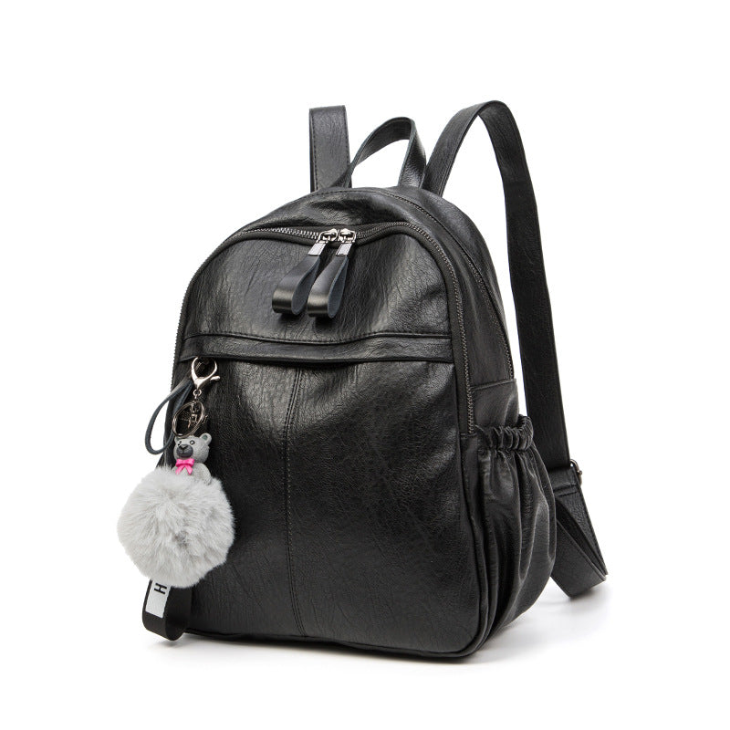 Women's Leather Korean Fashionable Fashion Large Capacity Backpacks