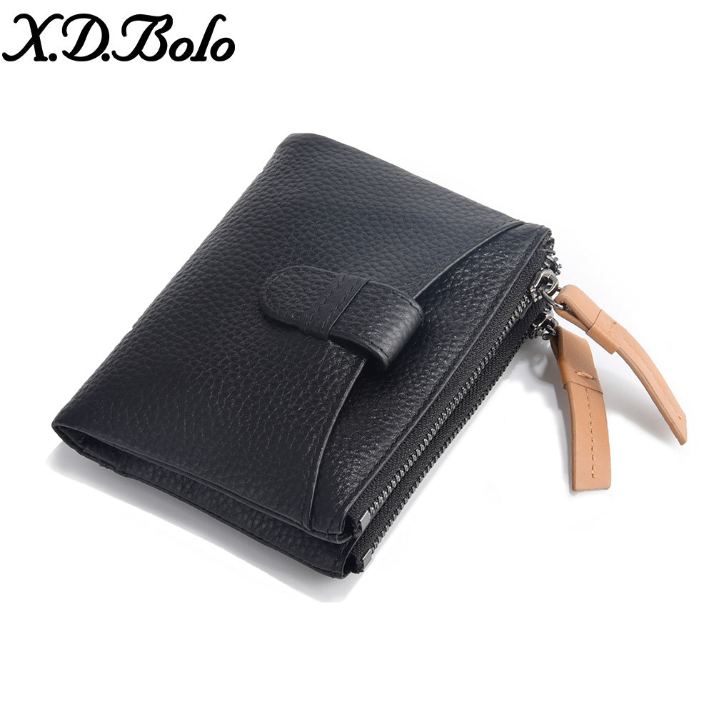 Women's Fashion Short Zip Cowhide Korean Style Ladies Wallets