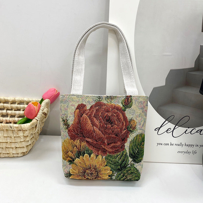 Women's Ethnic Style Elephant Embroidery Woven Flower One Women's Shoulder Bag