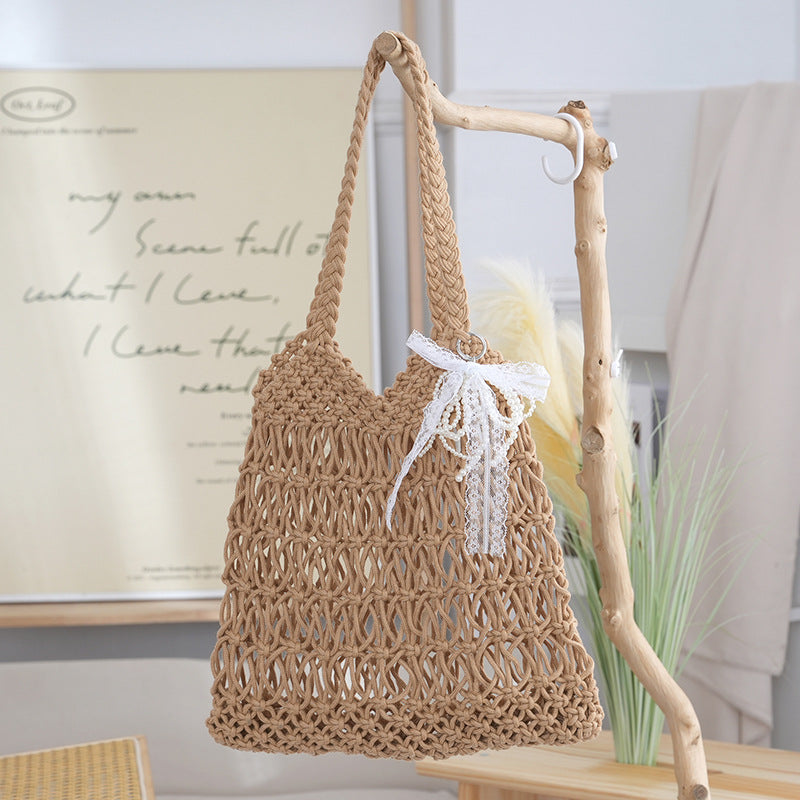 String Hollowed Fashion Simple Large Capacity Woven Women's Shoulder Bag
