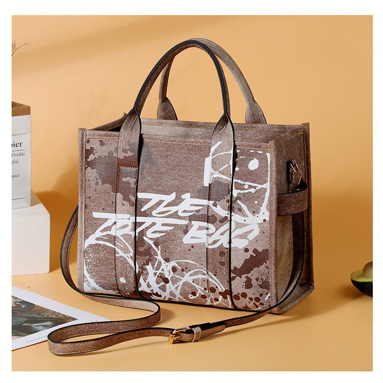 Women's Fashion Denim Pattern Large Capacity Tote Bags