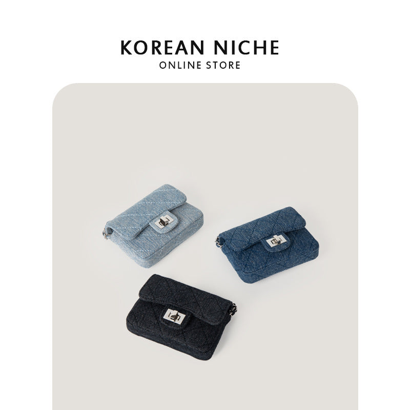 Women's Design Mini Fashionable Diamond Plaid Denim Crossbody Bags