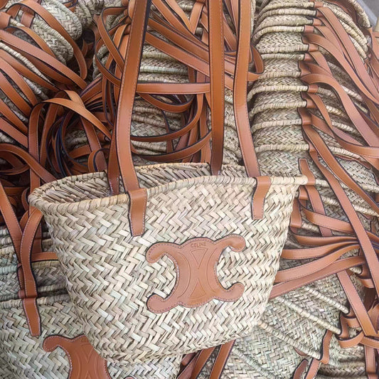 Women's Grass Oblique Knitting Craft Fashion Palm Shoulder Bags