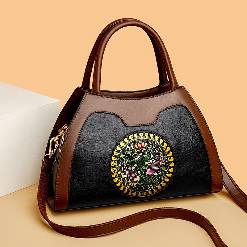 Women's Elegant National Style Soft Leather Mother Handbags