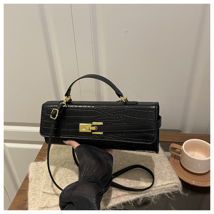 Women's Solid Color Retro Large Capacity Korean Lock