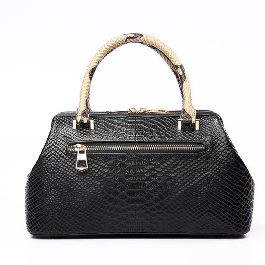 Women's First Layer Leather Hand Holding Pillow Boston Handbags