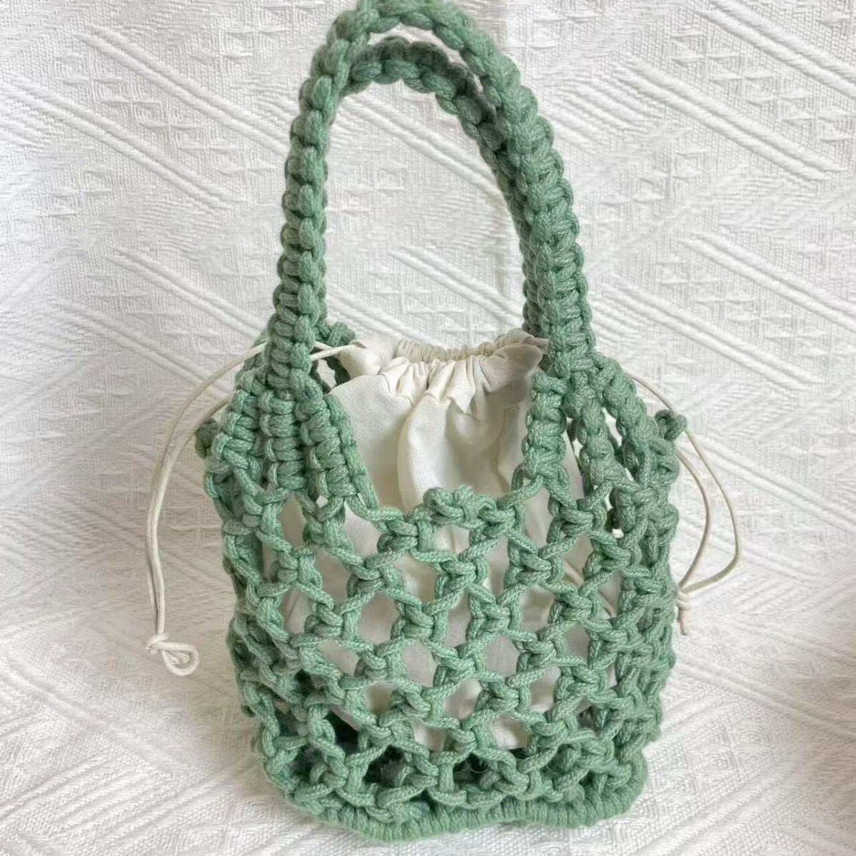Cotton String Hand Dopamine Color Mini Knitting Female Chic Beach Bags