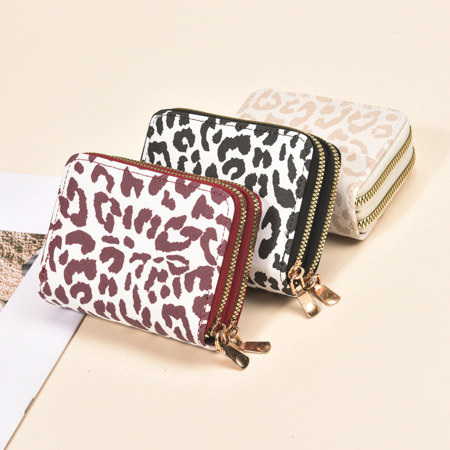 Leopard Print Short Double Zipper Expanding Female Temperament Ladies Wallet