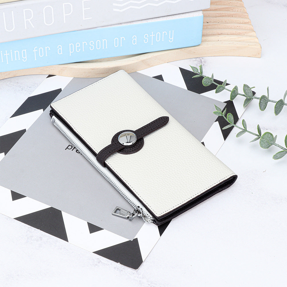 Layer Cowhide Long Fashion Fold Large Ladies Wallets