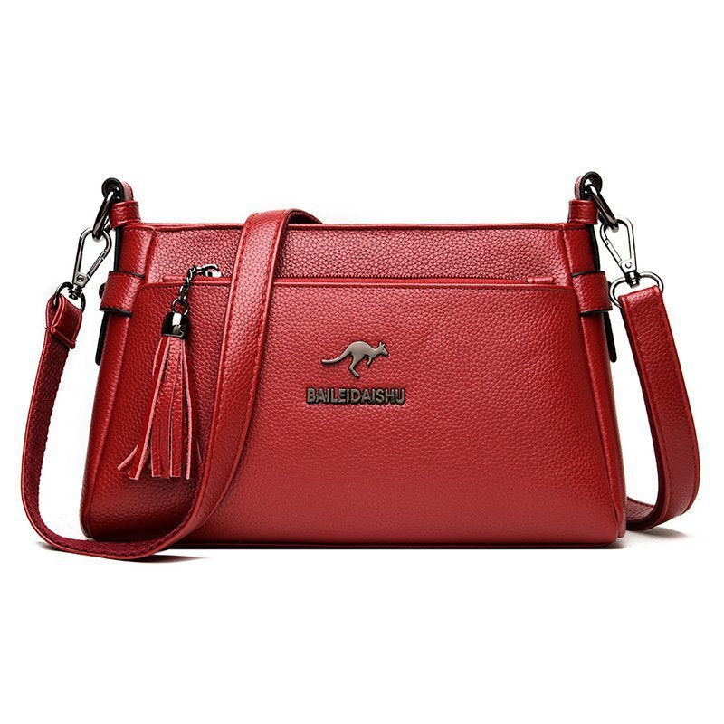 Women's Genuine Leather Tassel Trendy Korean Style Shoulder Bags