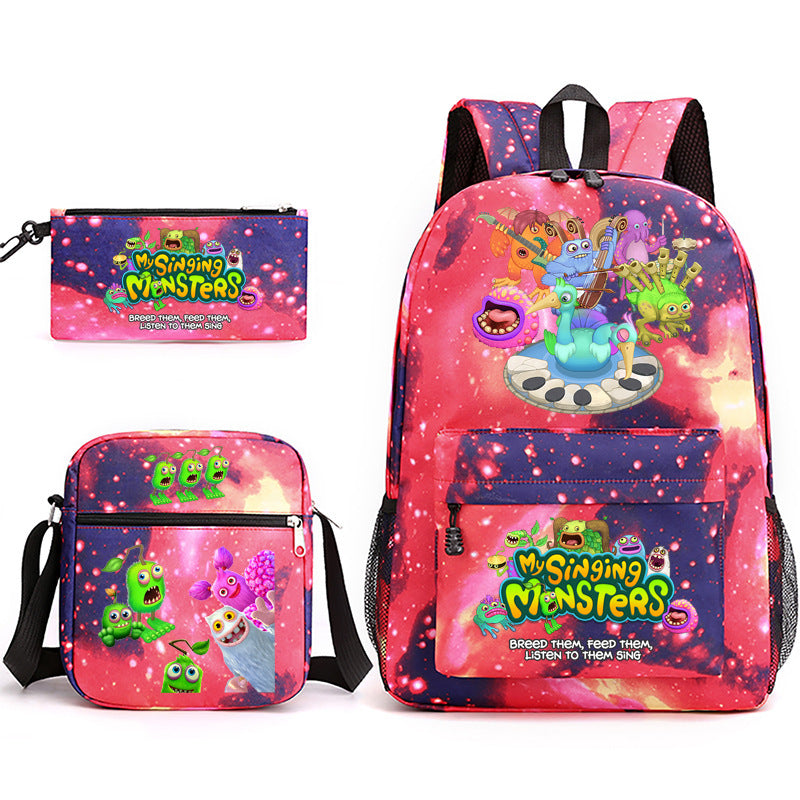 Game Monster Concert Pencil Three-piece Set Backpacks